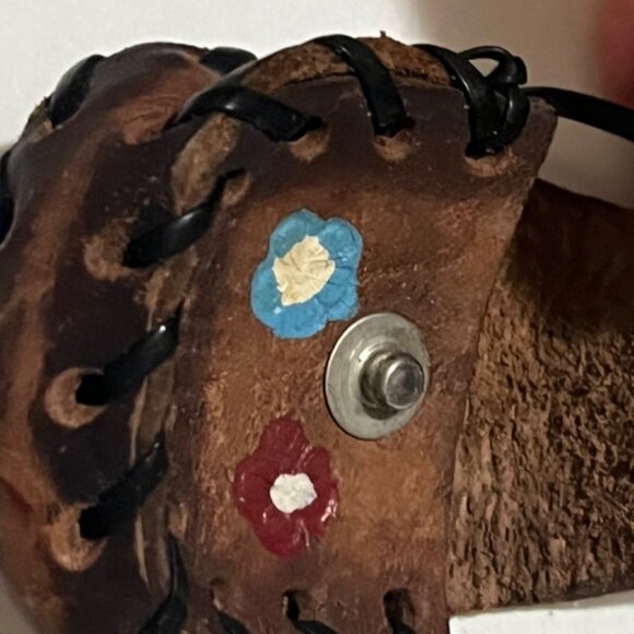 Mexican Leather Mini Coin Purse Handmade,  Handpainted - Picture 3 of 4